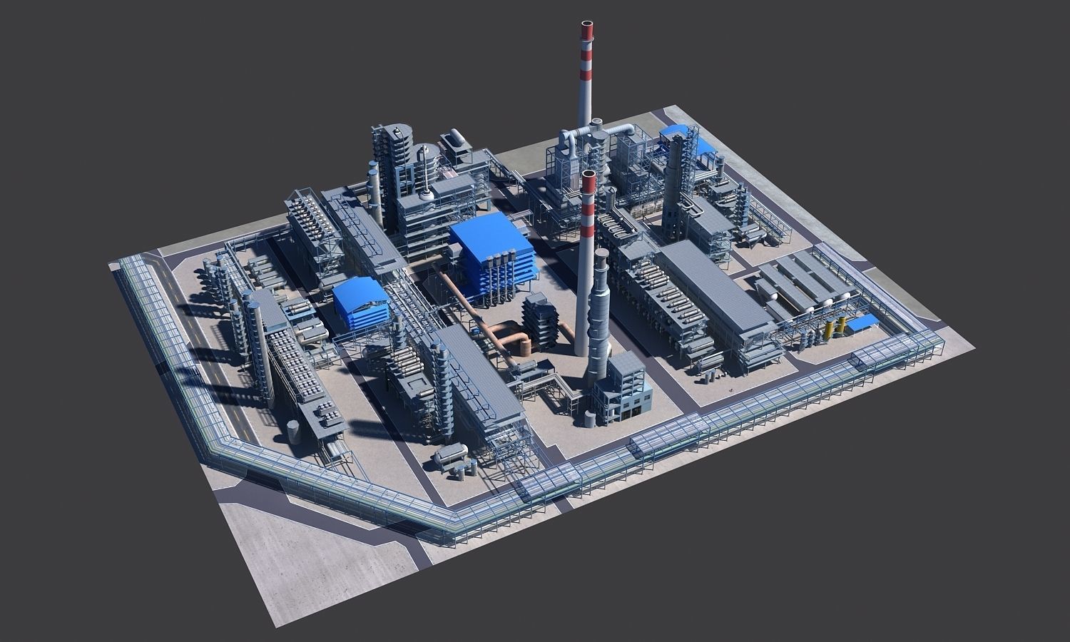 Complete Refinery Scene Low-poly 3D model_33
