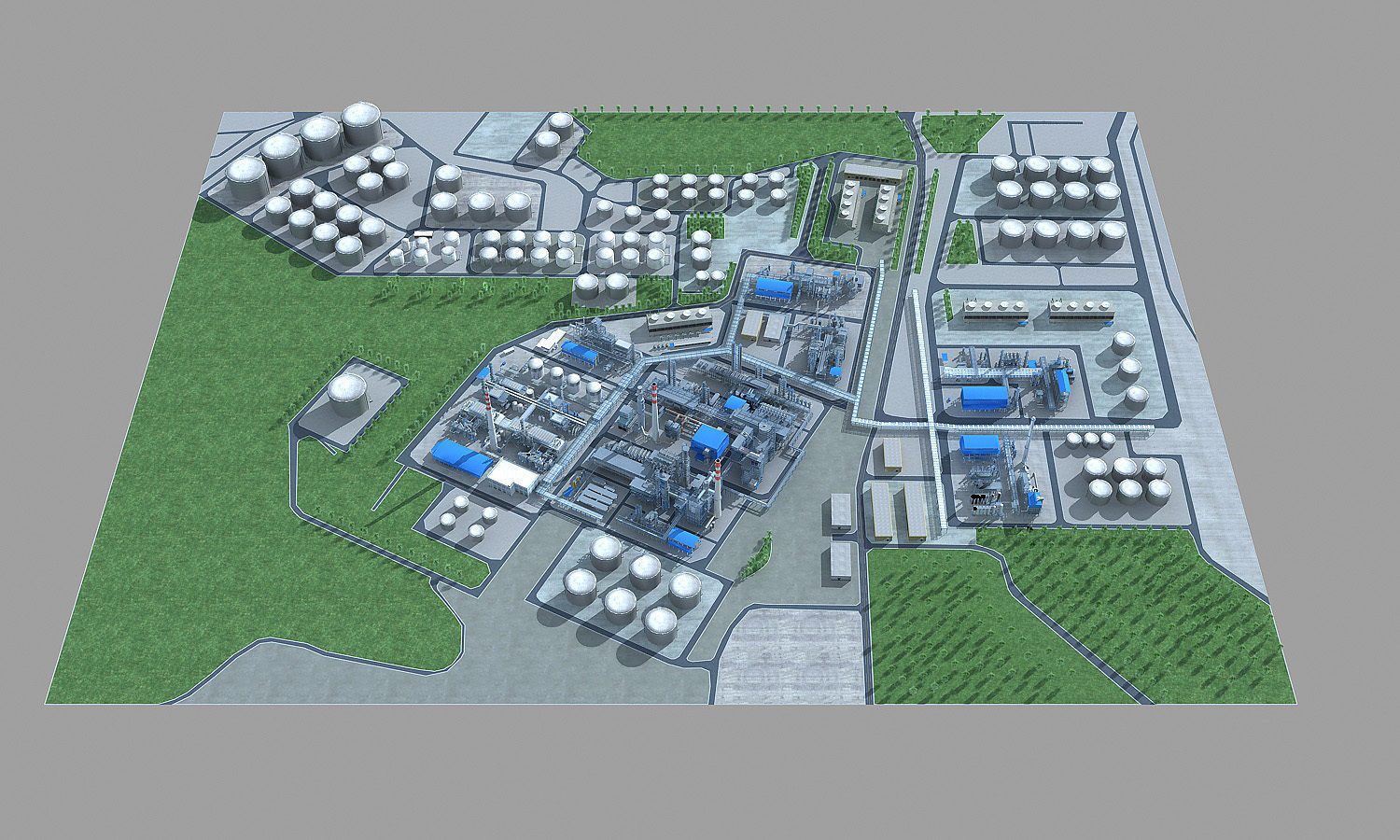 Complete Refinery Scene Low-poly 3D model_3