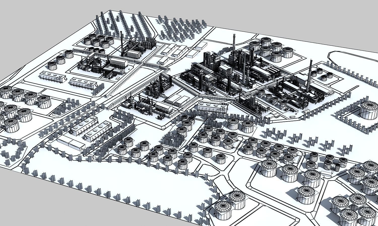 Complete Refinery Scene Low-poly 3D model_9