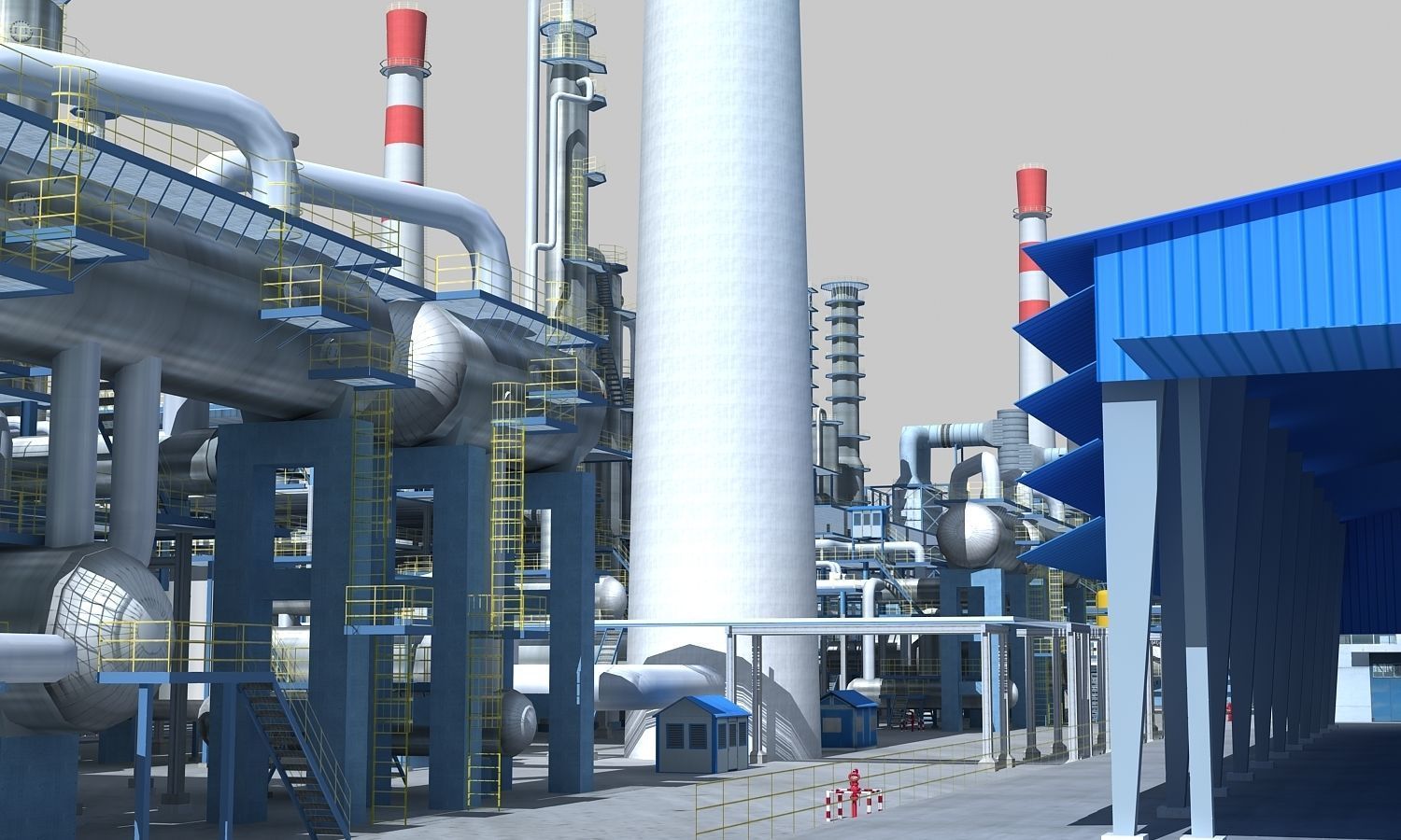Complete Refinery Scene Low-poly 3D model_18