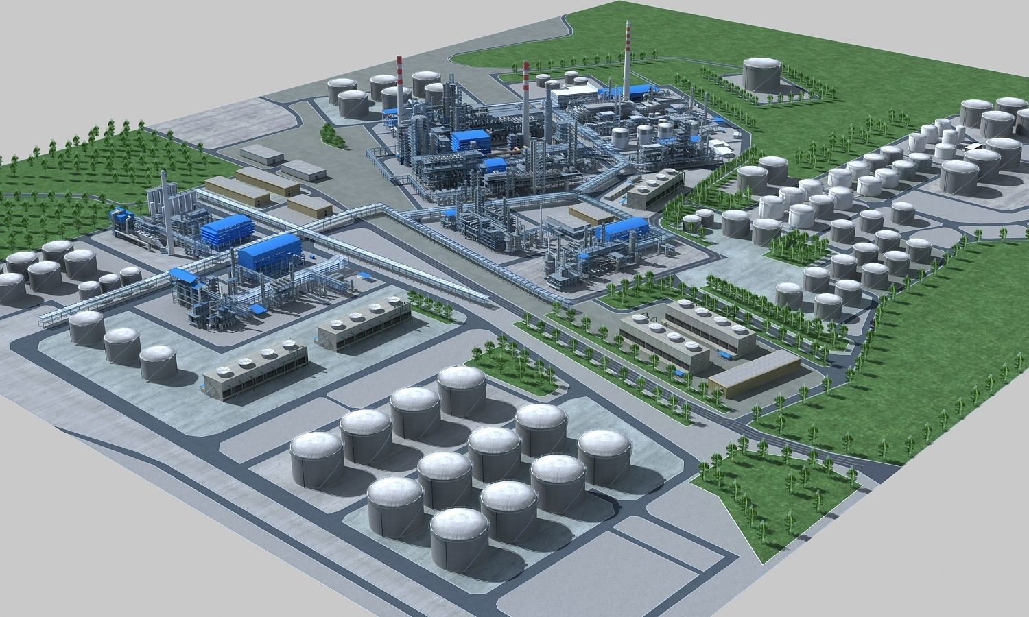 Complete Refinery Scene Low-poly 3D model_31