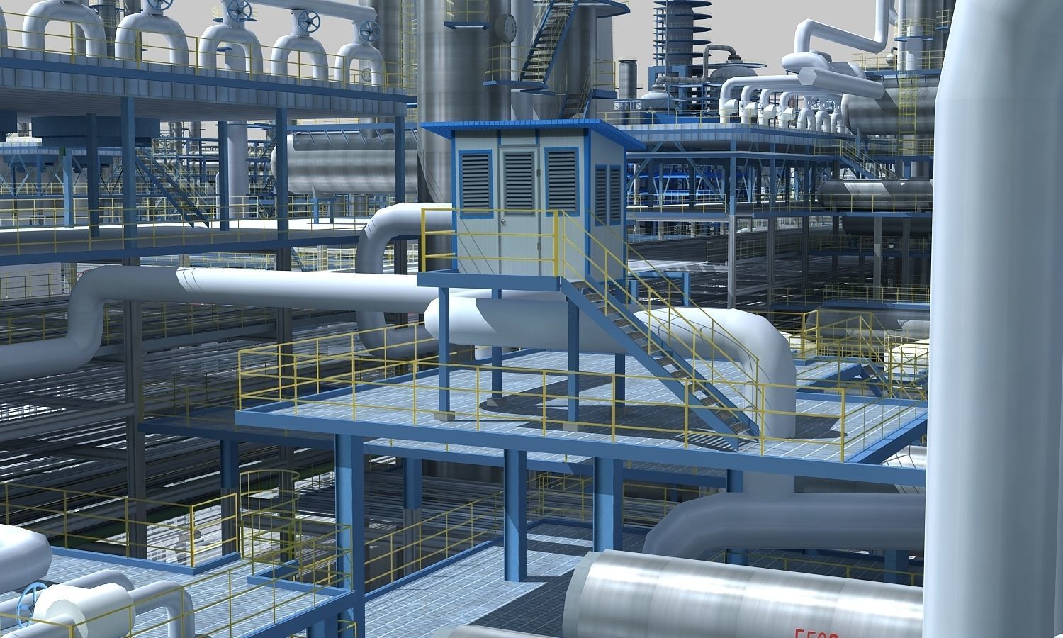Complete Refinery Scene Low-poly 3D model_6