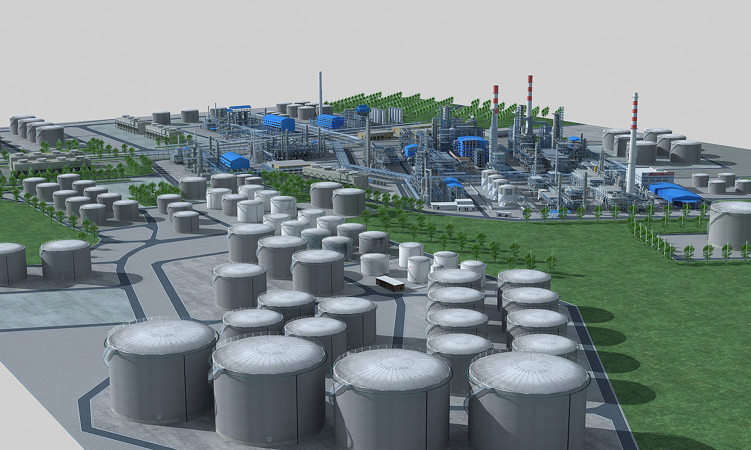 Complete Refinery Scene Low-poly 3D model_15