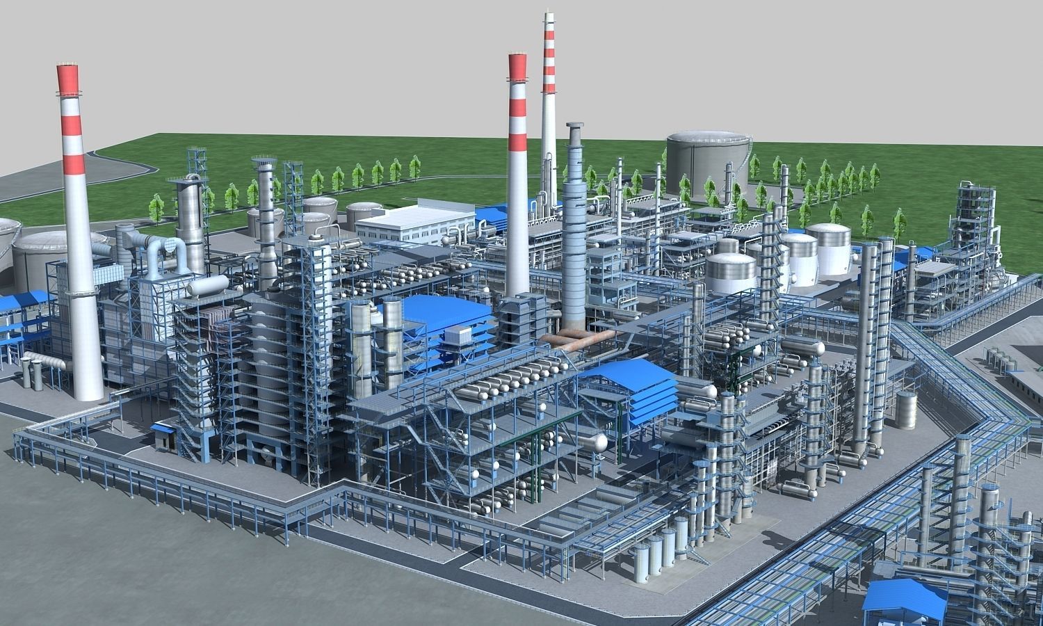Complete Refinery Scene Low-poly 3D model_2