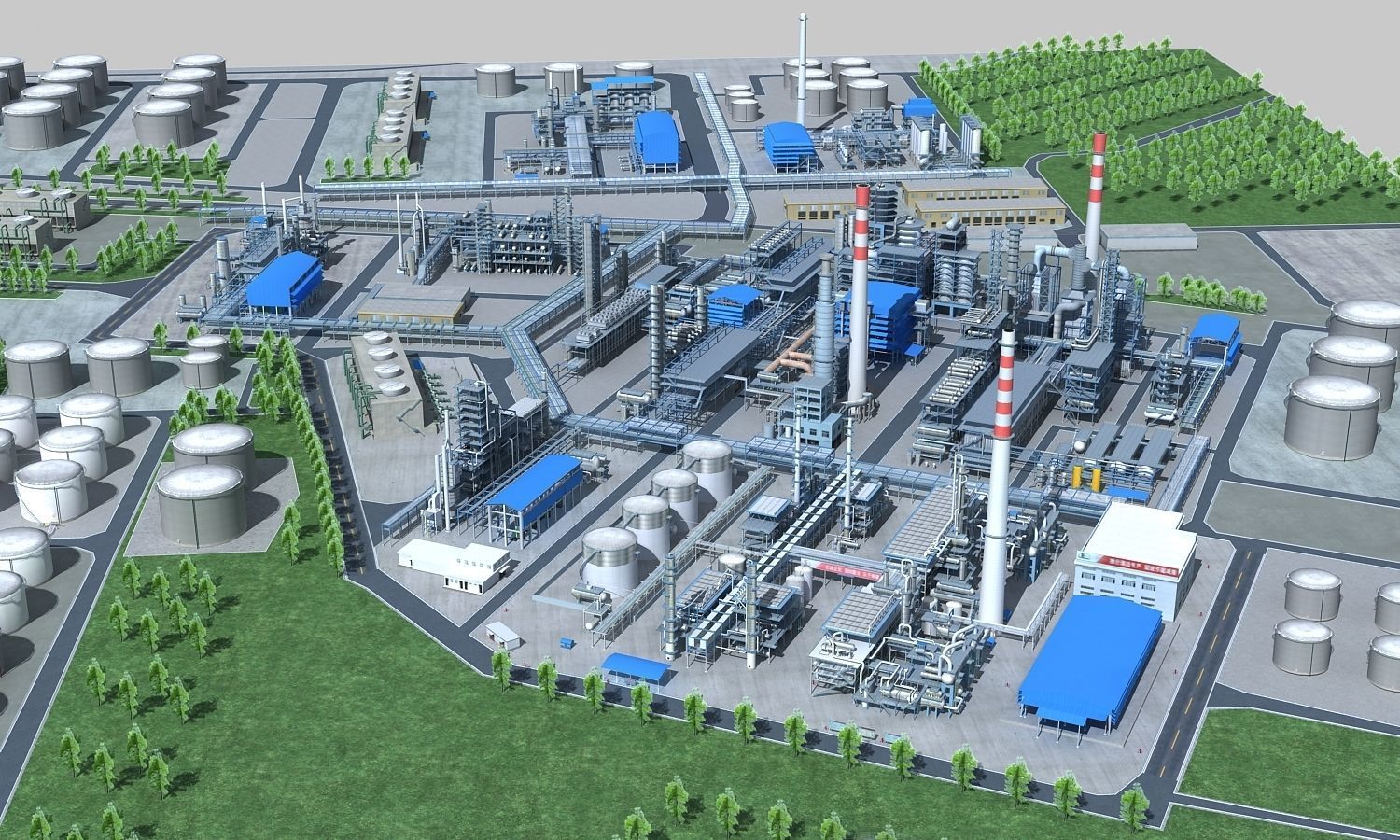 Complete Refinery Scene Low-poly 3D model_8