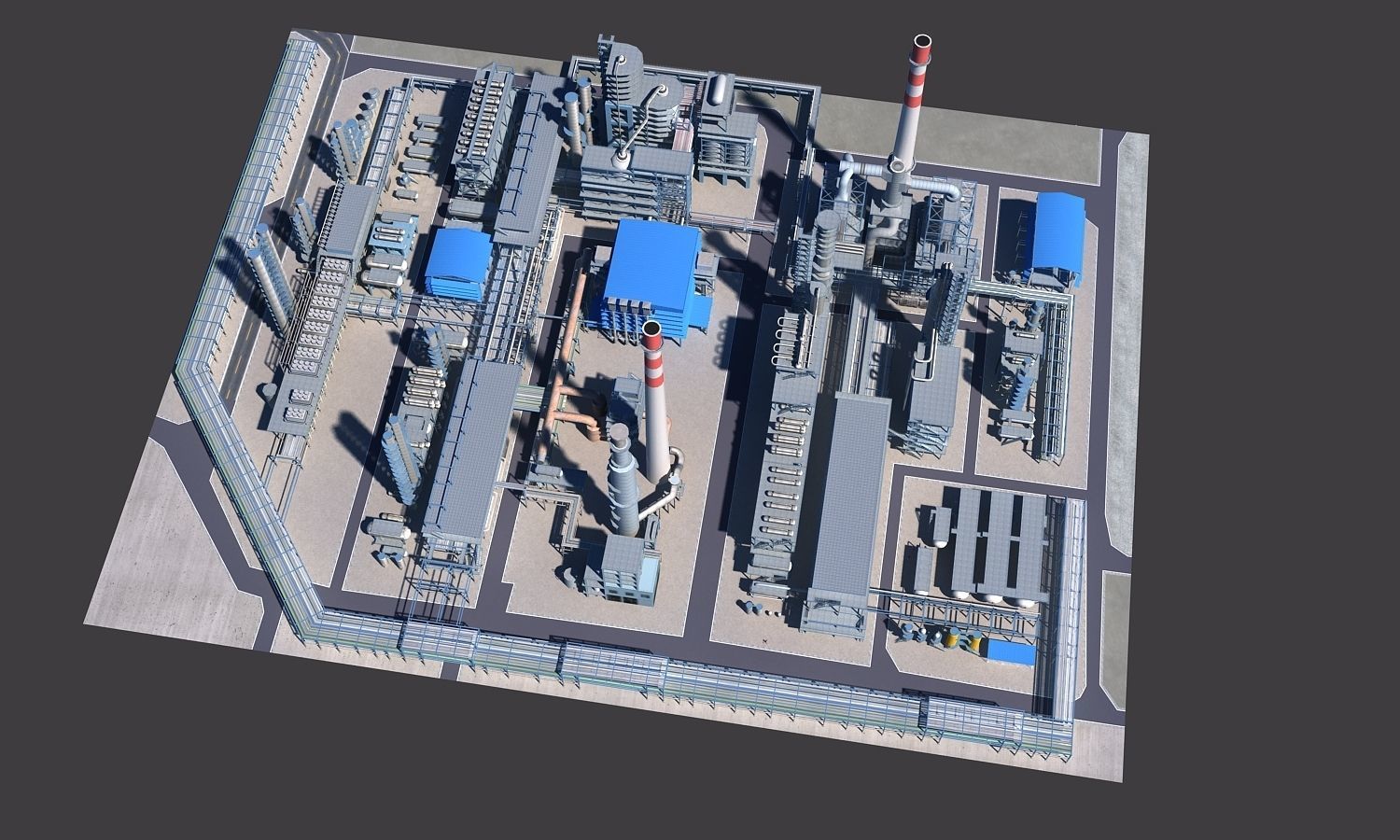 Complete Refinery Scene Low-poly 3D model_30