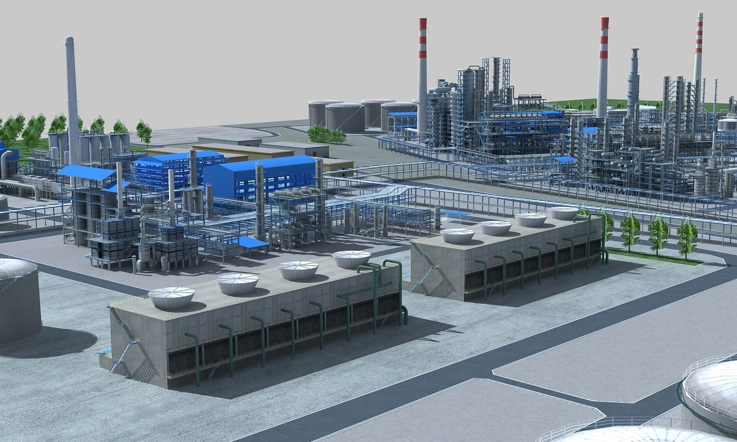 Complete Refinery Scene Low-poly 3D model_21