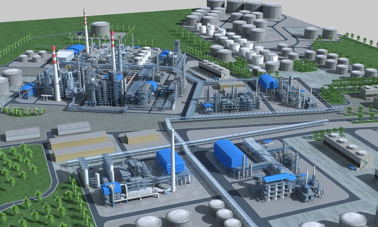 Complete Refinery Scene Low-poly 3D model_26