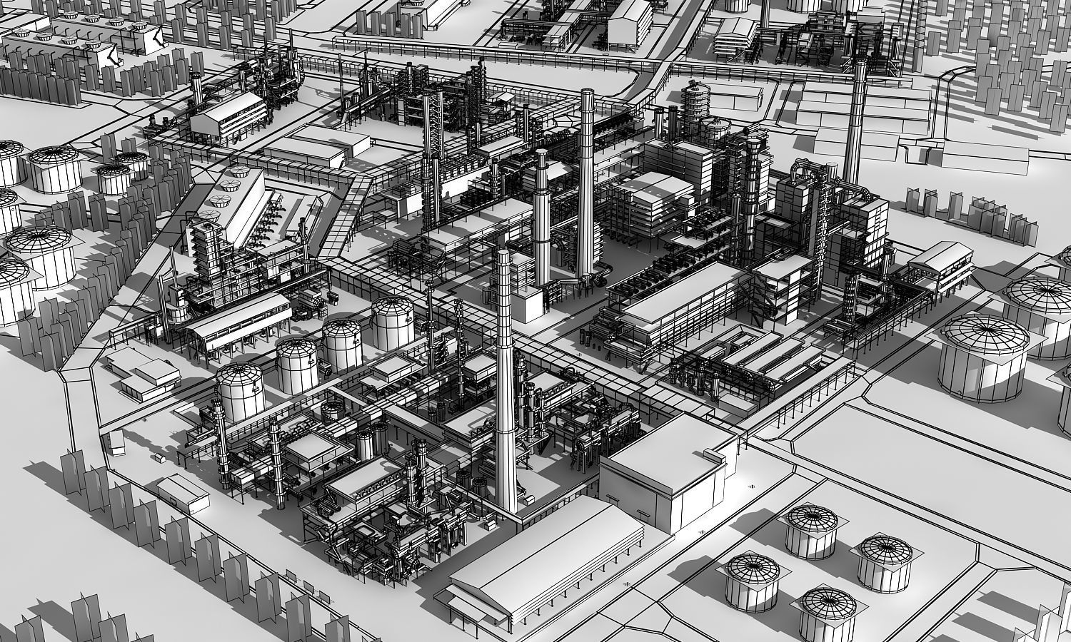 Complete Refinery Scene Low-poly 3D model_14