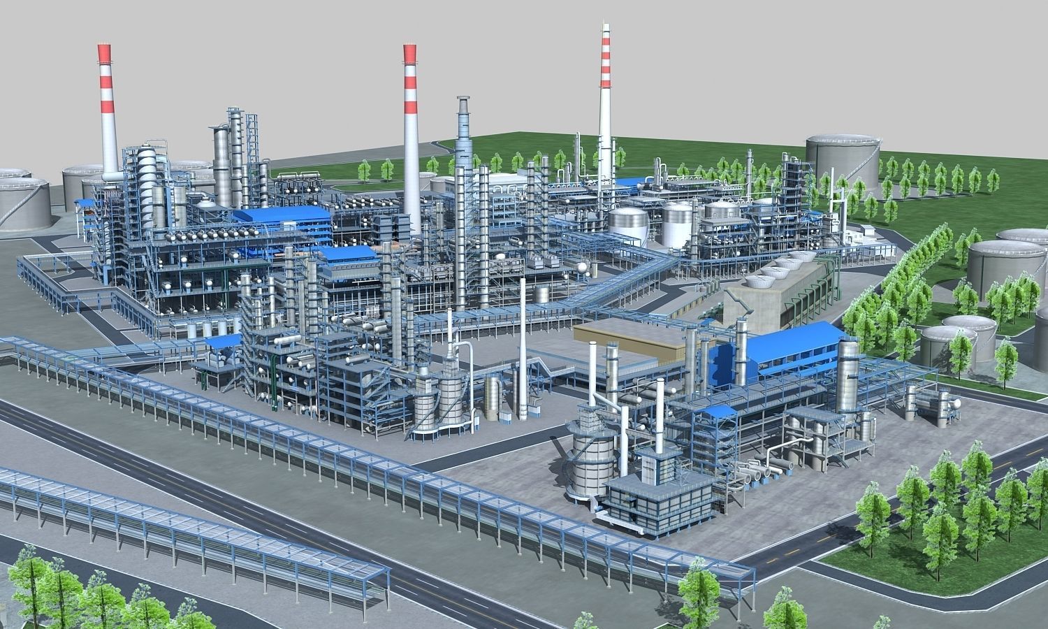 Complete Refinery Scene Low-poly 3D model_20