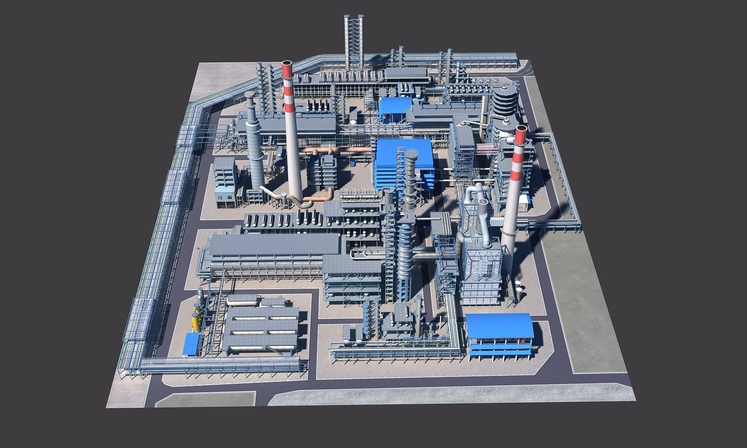 Complete Refinery Scene Low-poly 3D model_32