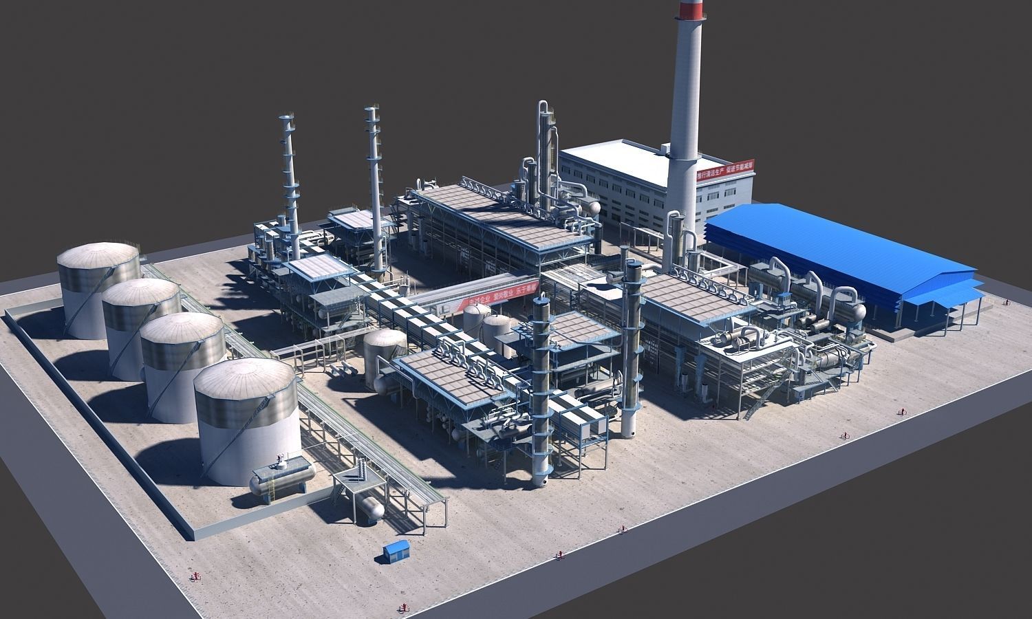 Complete Refinery Scene Low-poly 3D model_27