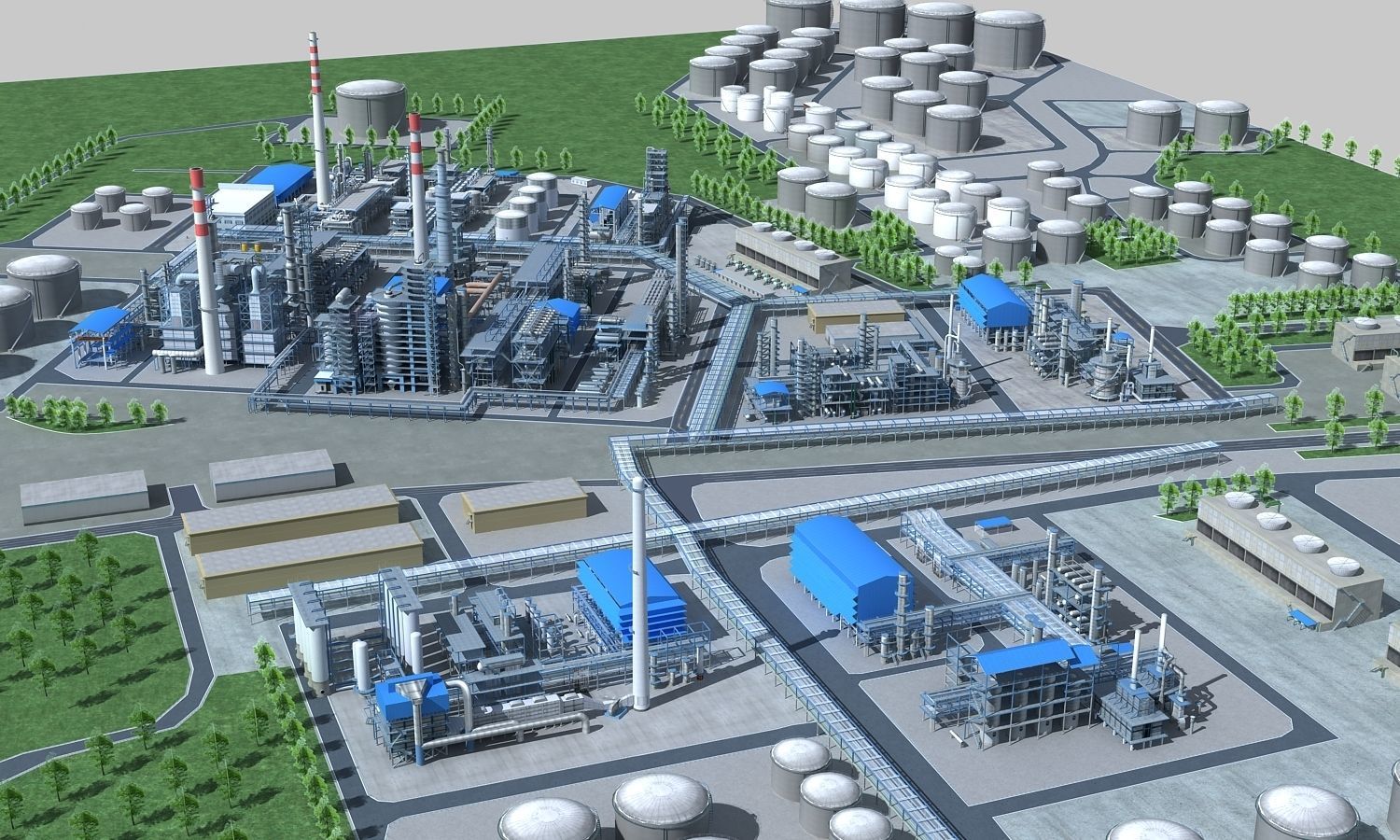 Complete Refinery Scene Low-poly 3D model_5