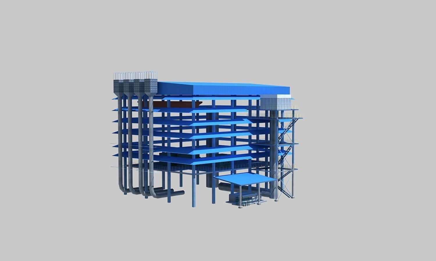 Complete Refinery Scene Low-poly 3D model_38