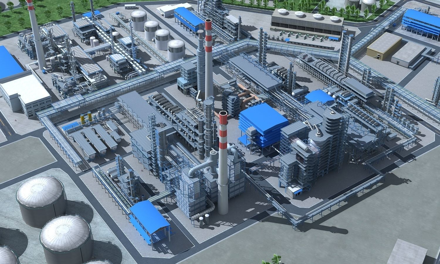 Complete Refinery Scene Low-poly 3D model_7