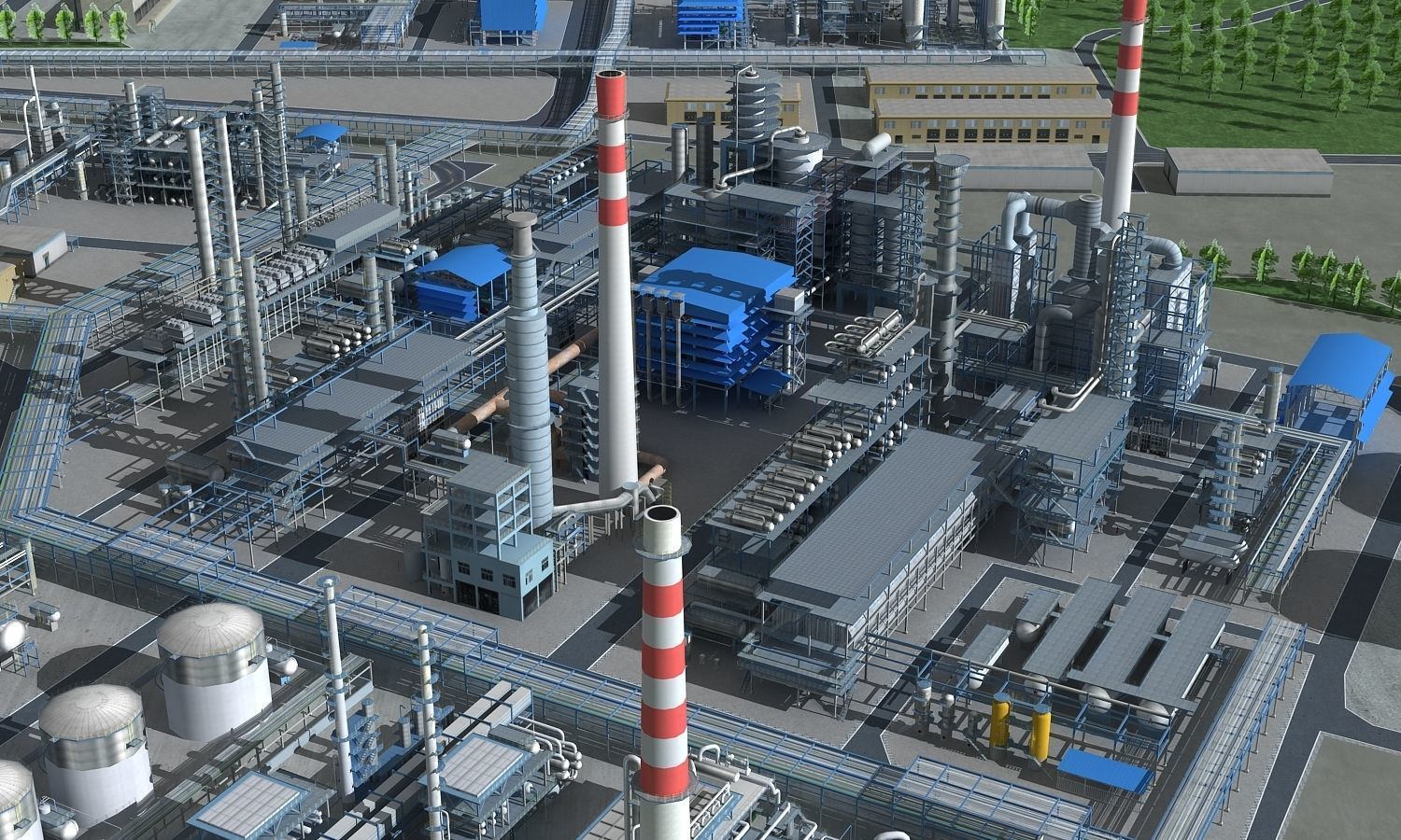 Complete Refinery Scene Low-poly 3D model_19
