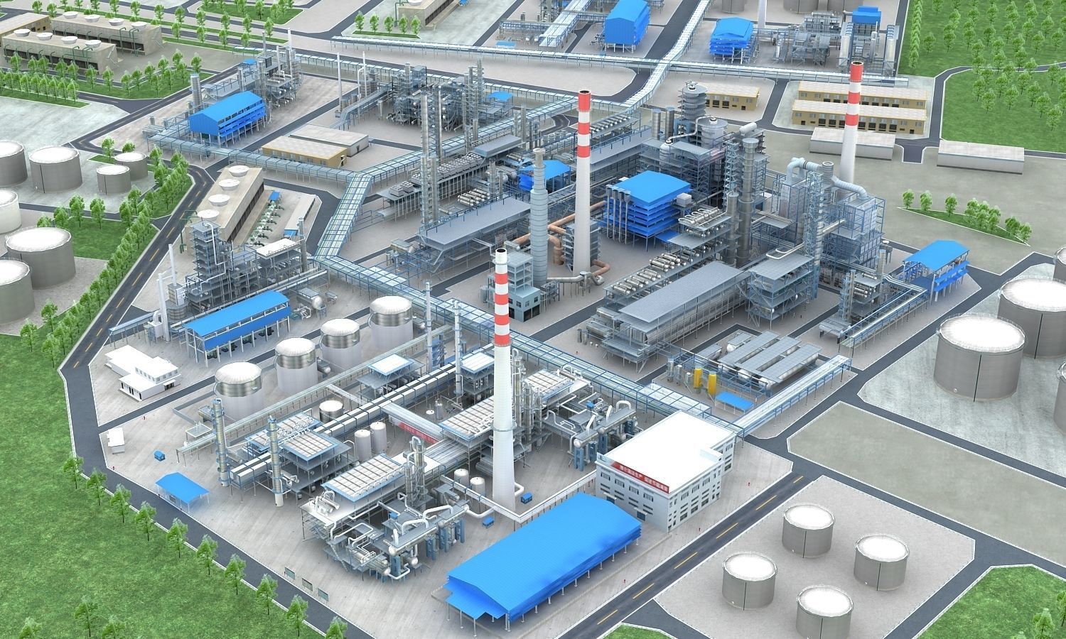 Complete Refinery Scene Low-poly 3D model_13