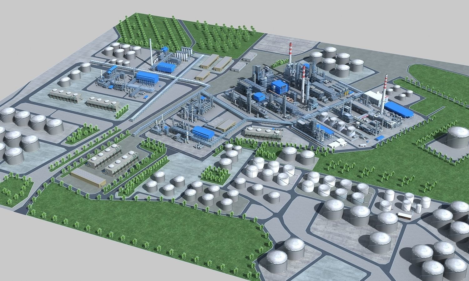 Complete Refinery Scene Low-poly 3D model_4