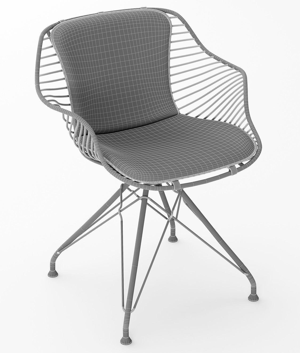 Wire dining chair 3D model_6