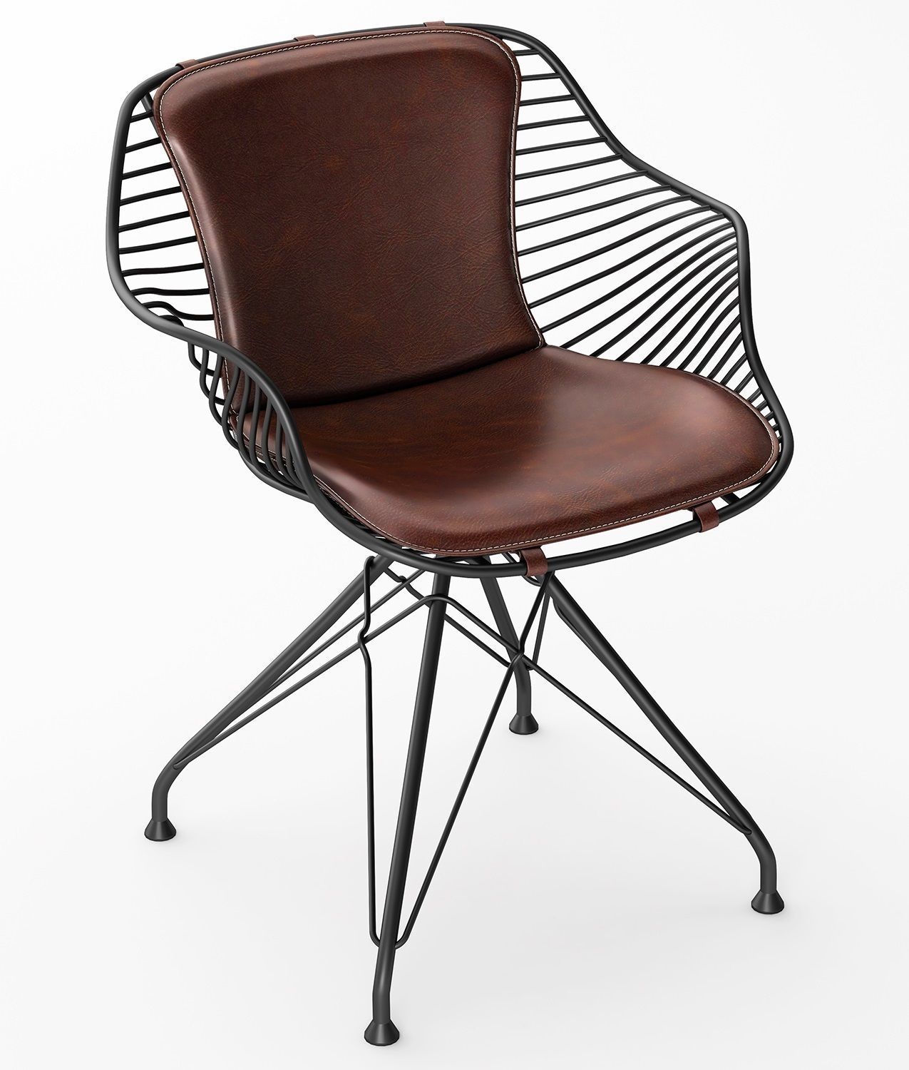 Wire dining chair 3D model_2