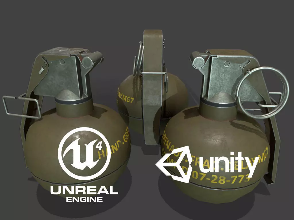 M67 Grenade Lowpoly Low-poly 3D model