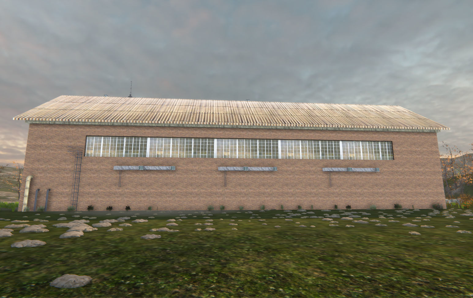 Industrial Hall 2 Low-poly 3D model_9