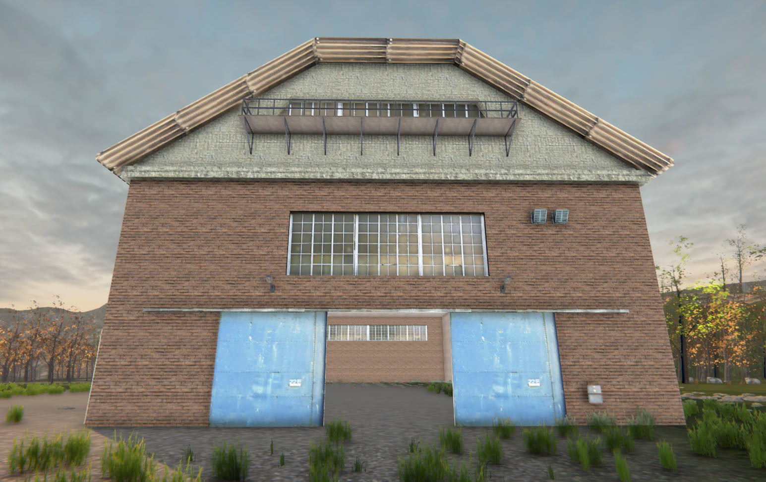 Industrial Hall 2 Low-poly 3D model_2