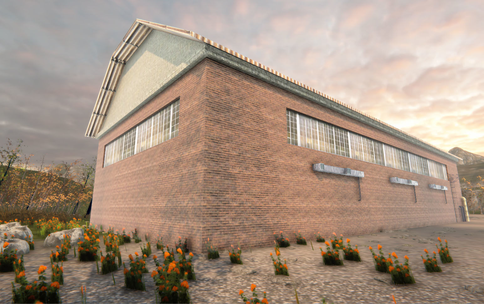 Industrial Hall 2 Low-poly 3D model_1