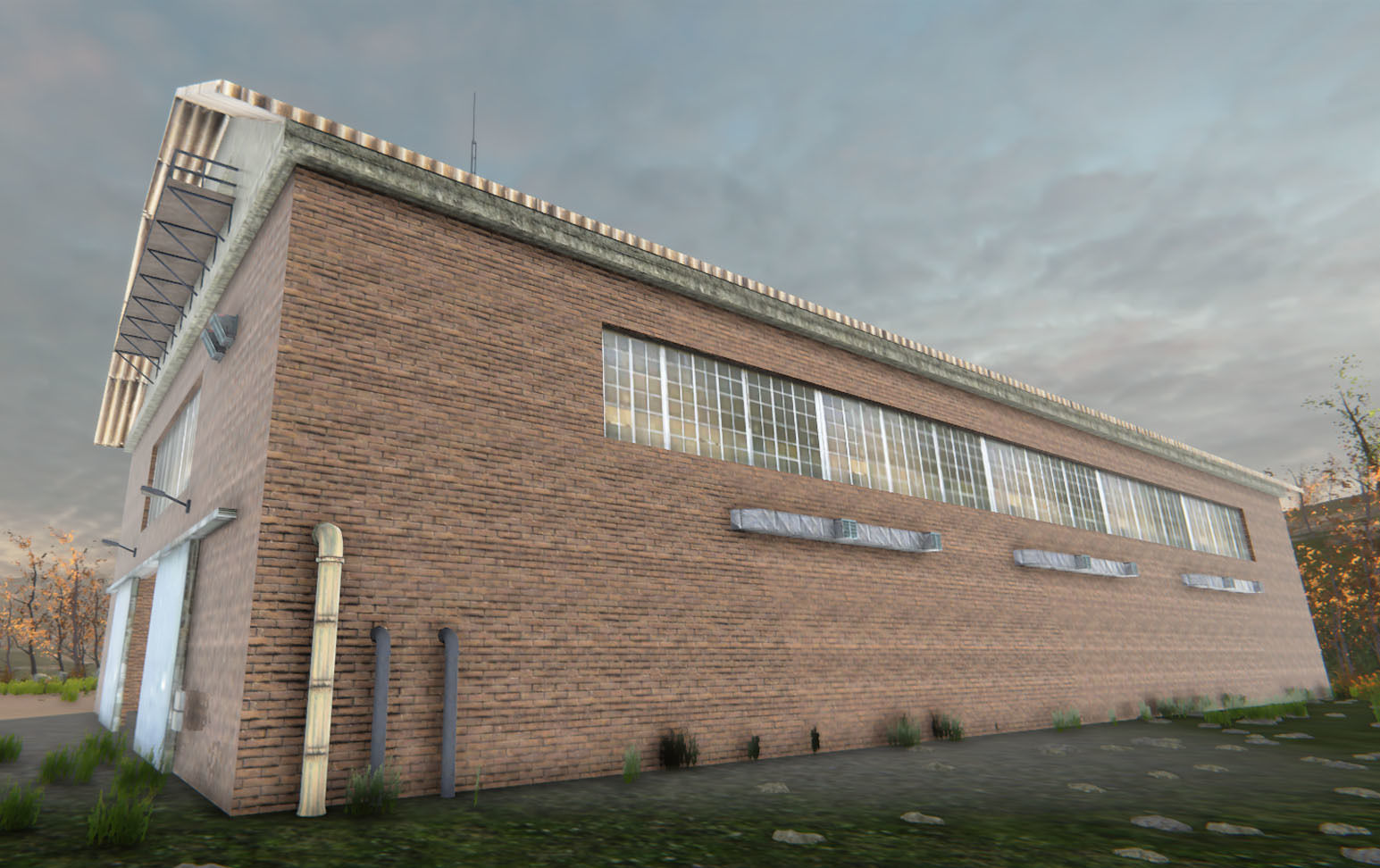 Industrial Hall 2 Low-poly 3D model_8