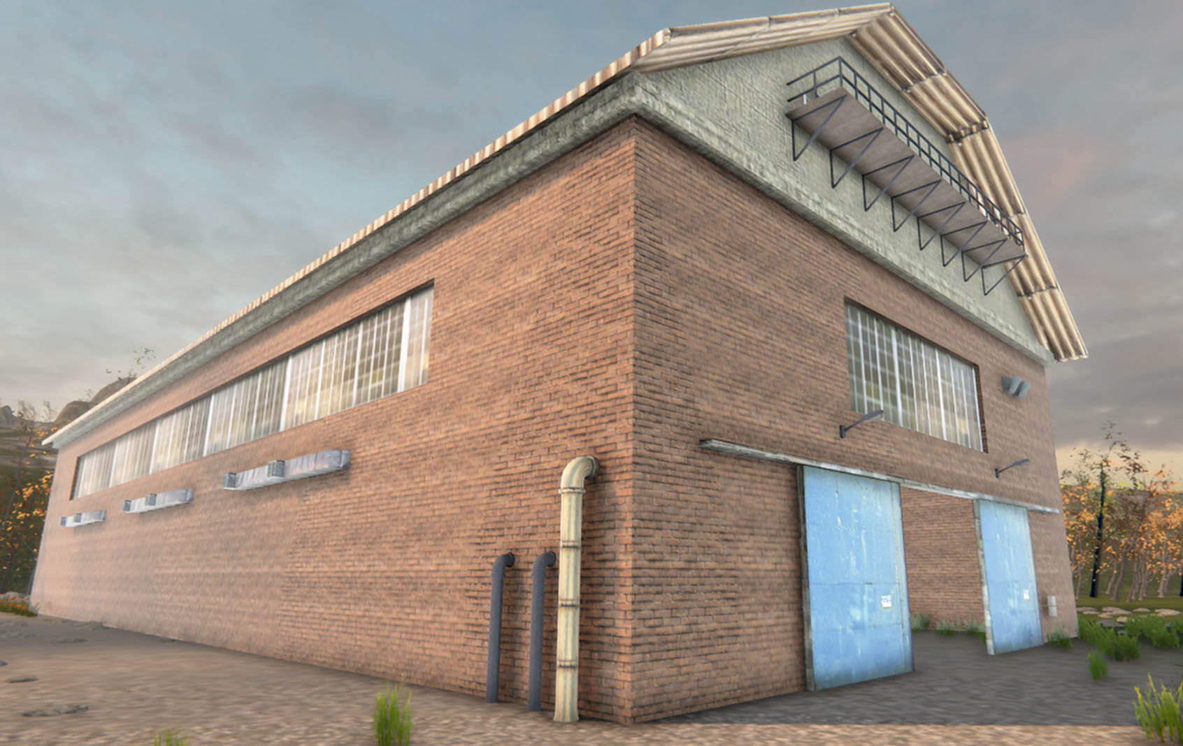 Industrial Hall 2 Low-poly 3D model_4