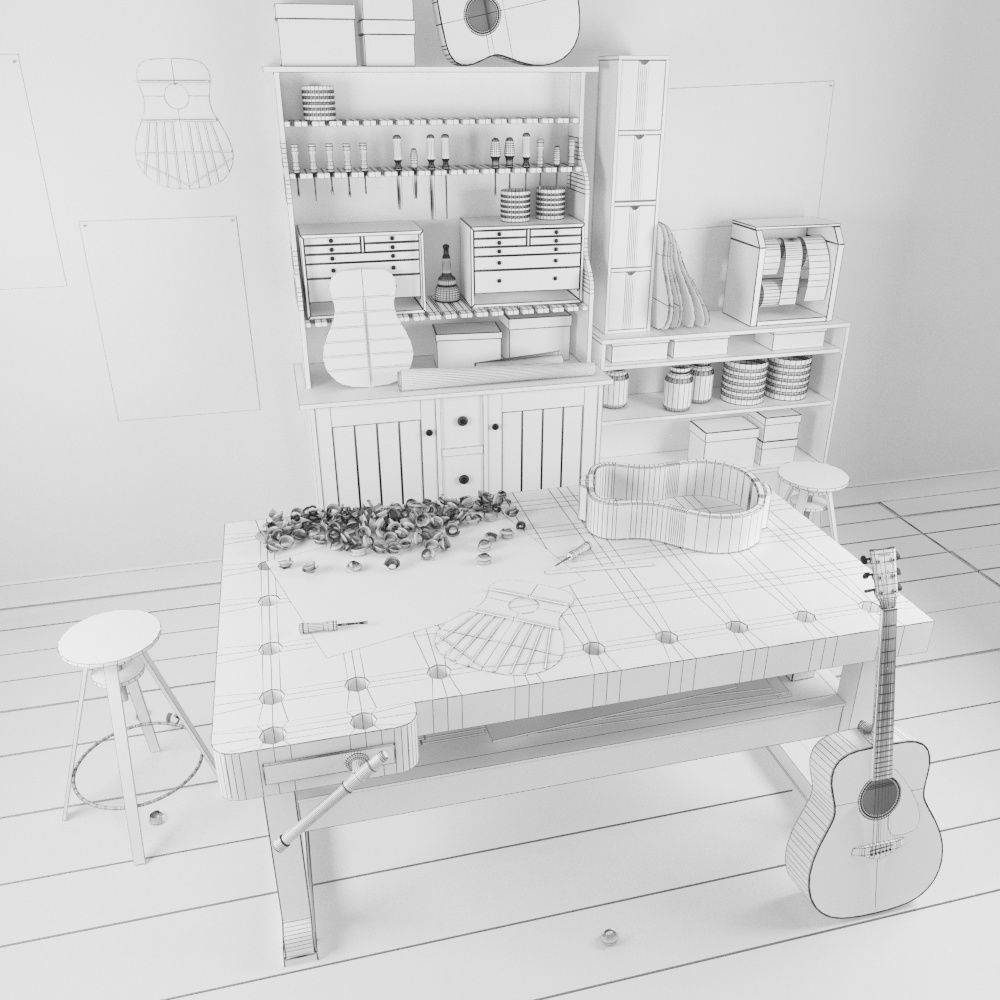 Guitar workshop 3D model_6