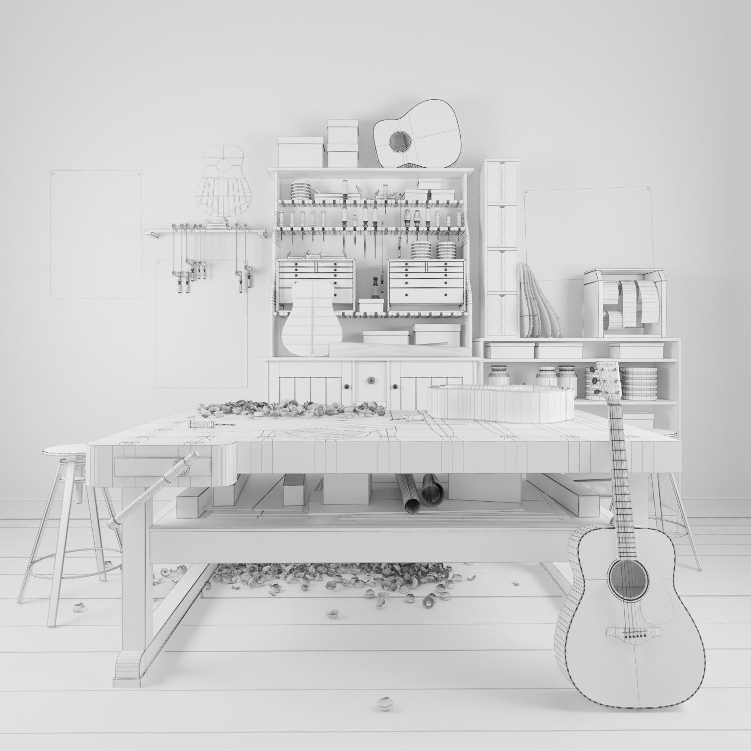 Guitar workshop 3D model_5