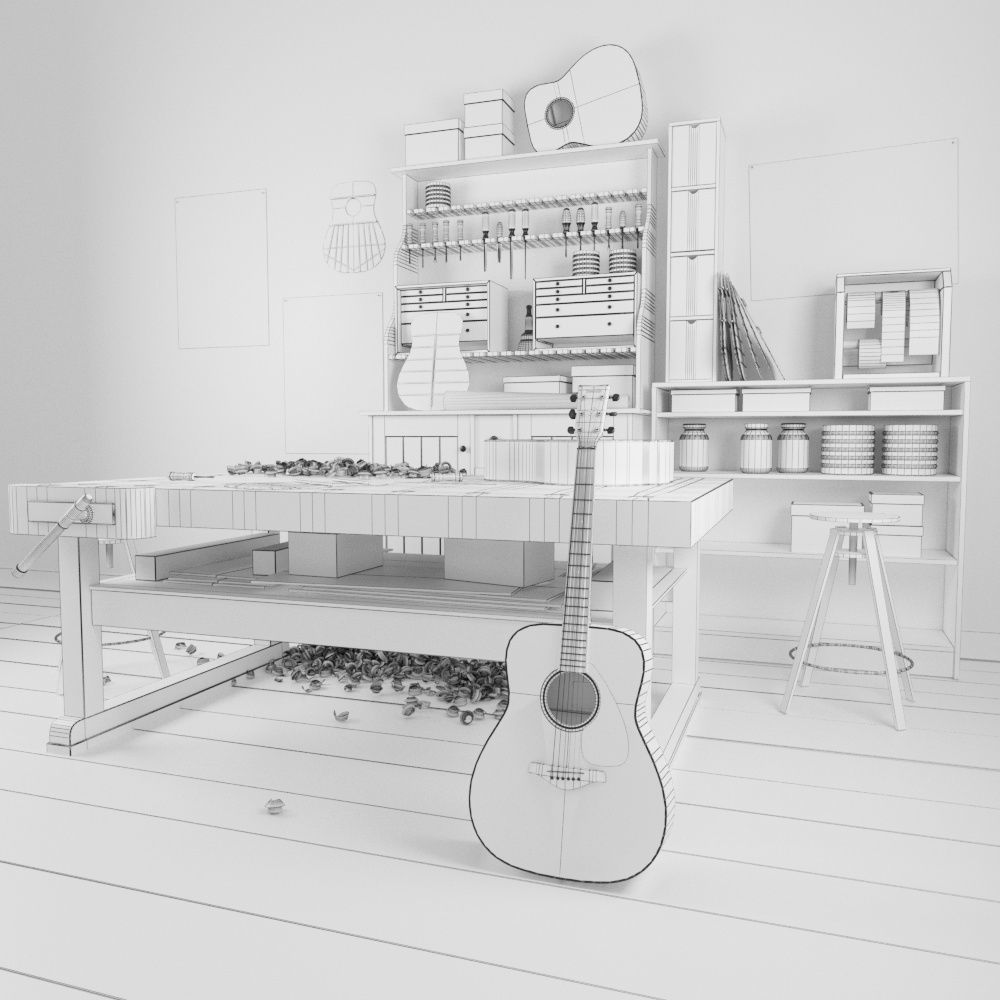 Guitar workshop 3D model_7