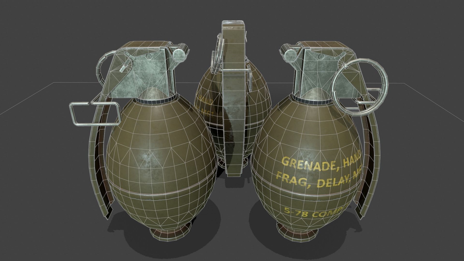 M61 Grenade Lowpoly Low-poly 3D model_7