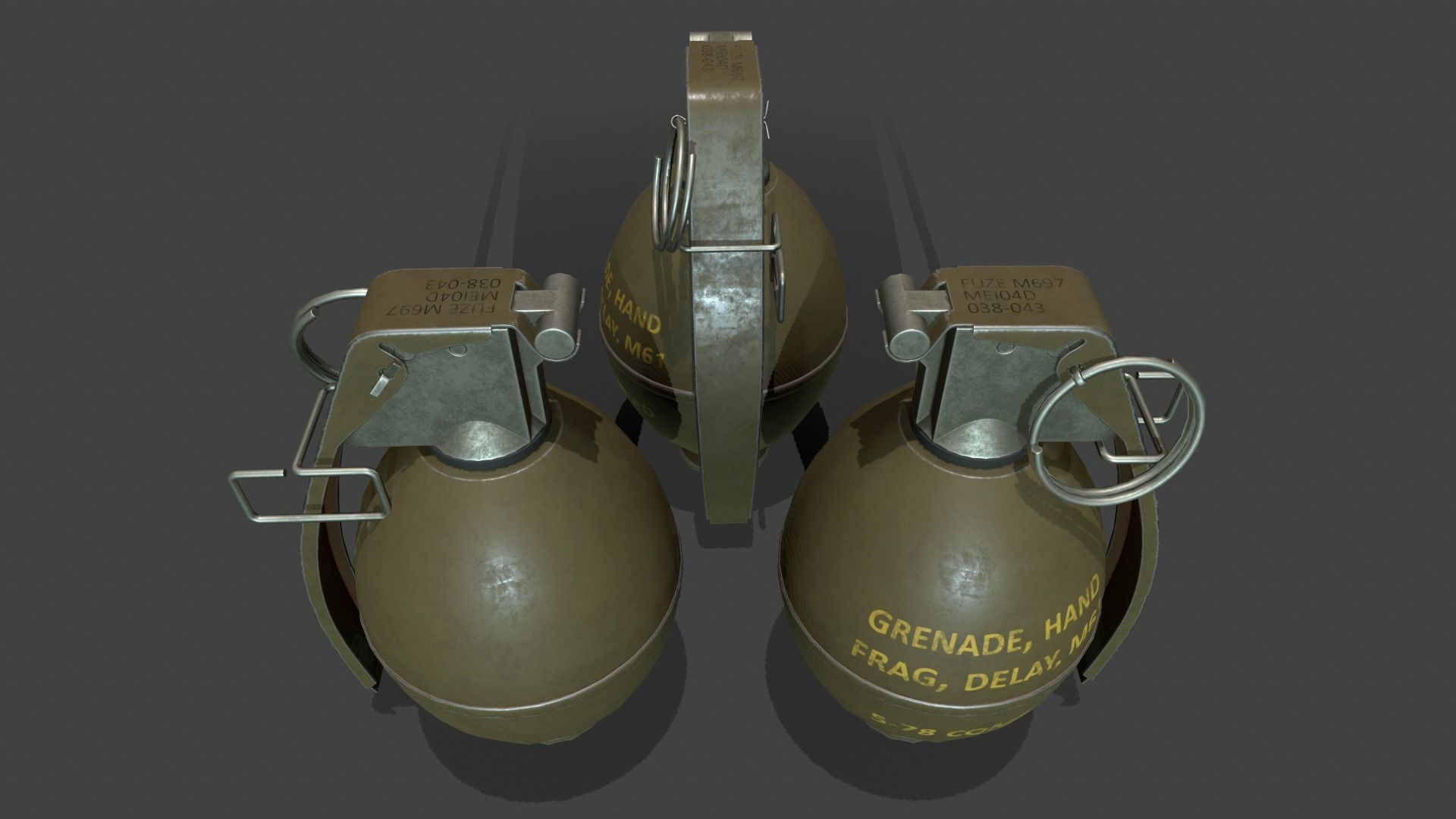 M61 Grenade Lowpoly Low-poly 3D model_5
