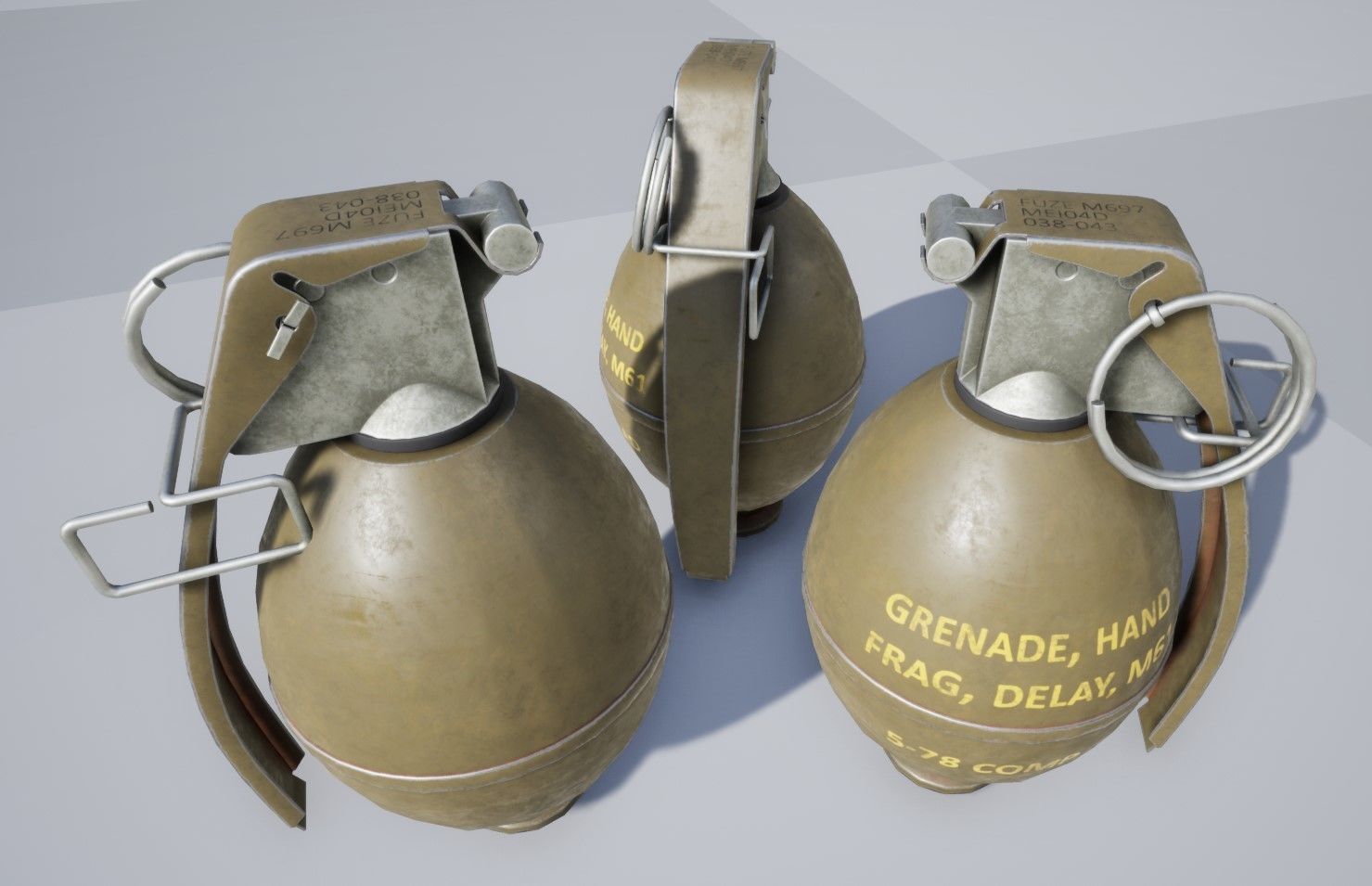 M61 Grenade Lowpoly Low-poly 3D model_3