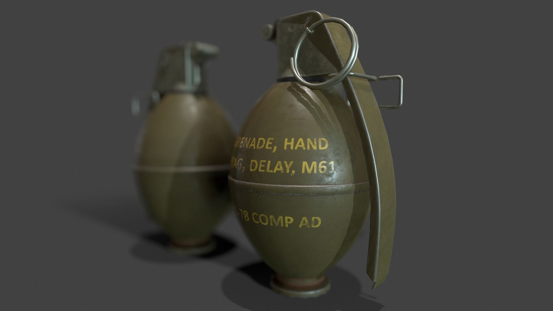 M61 Grenade Lowpoly Low-poly 3D model_4