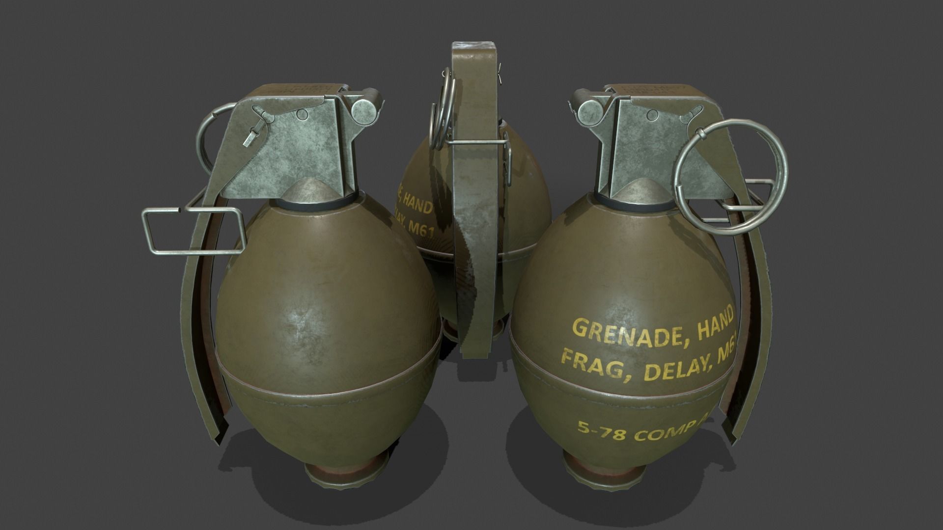 M61 Grenade Lowpoly Low-poly 3D model_6