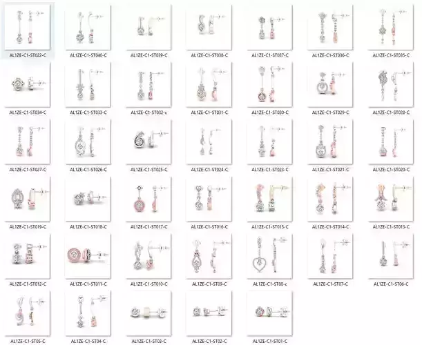 BULK-3DM-With Gems-EARRING 40 Files 3D print model