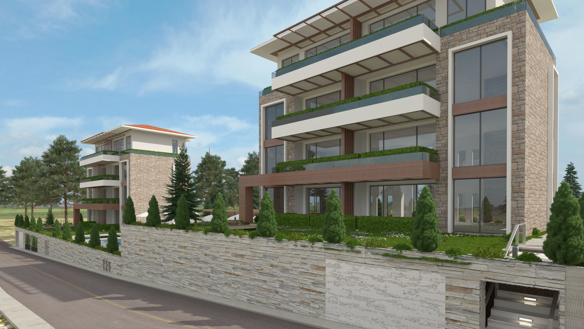 Modern Residential Exterior 3D model_2