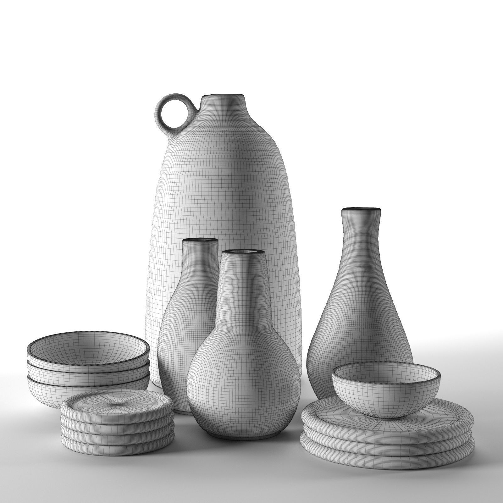 Vases Bowls and Plates 3D model_4