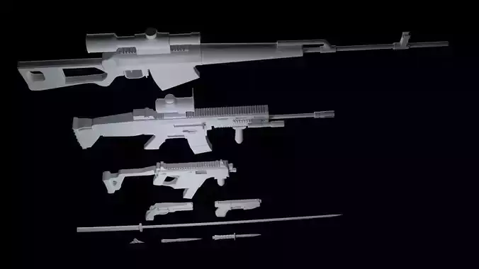 CGI Animation Weapons Pack Free 3D model