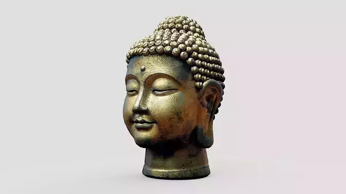 Buddha Old Golden Head Low-poly 3D model