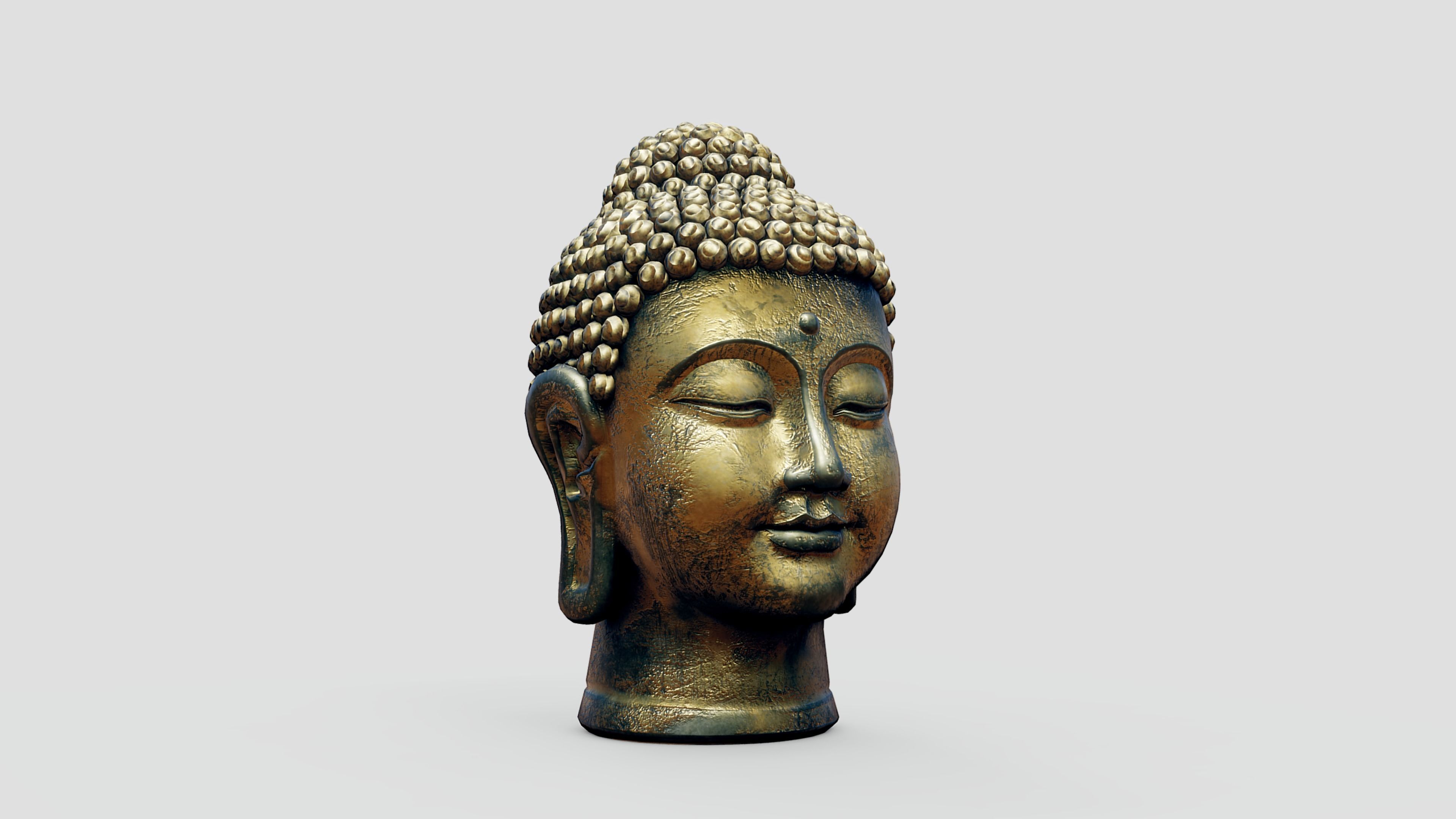 Buddha Old Golden Head Low-poly 3D model_3
