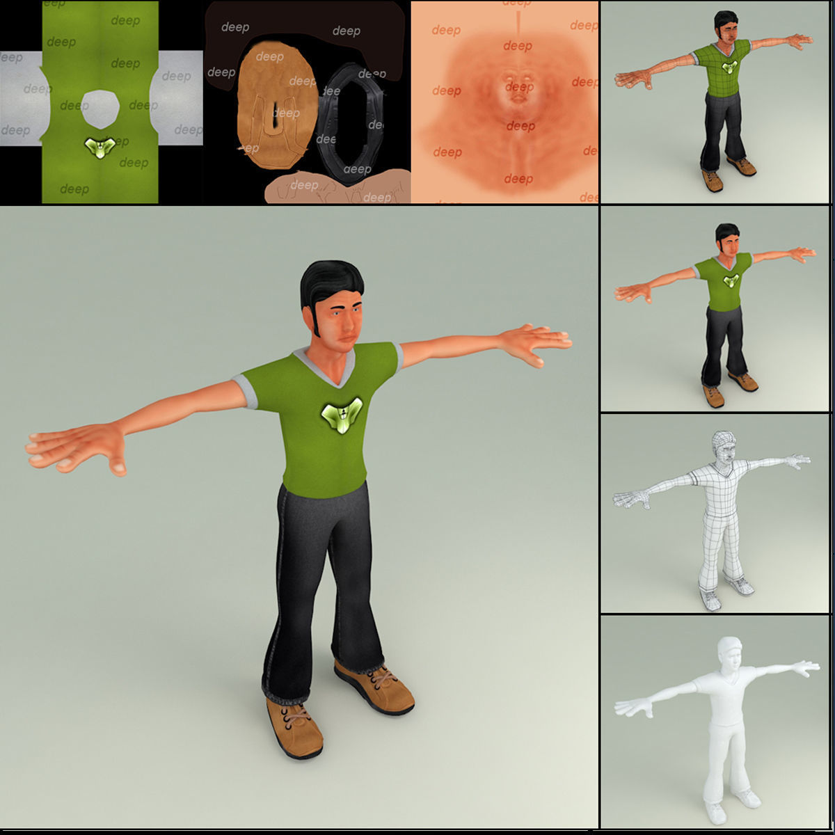 3 Textured Low poly Character Low-poly 3D model_2