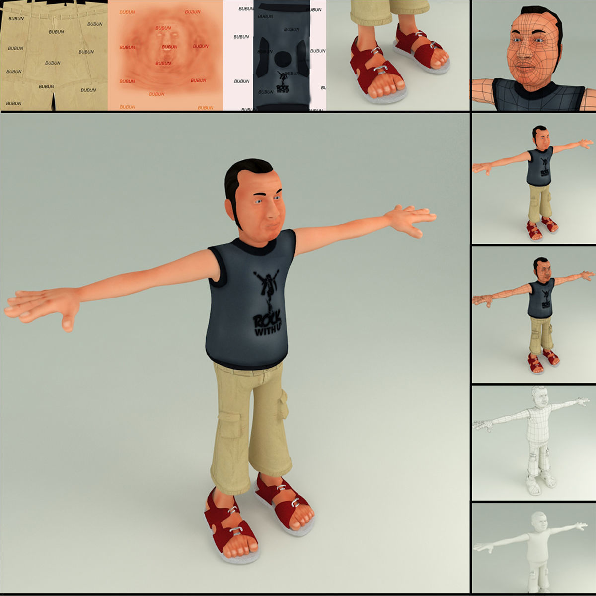 3 Textured Low poly Character Low-poly 3D model_3
