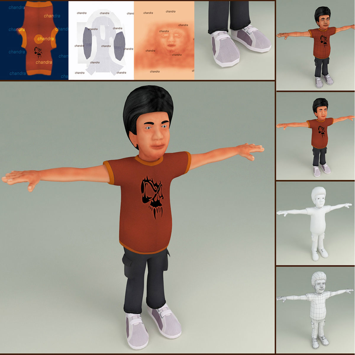 3 Textured Low poly Character Low-poly 3D model_1