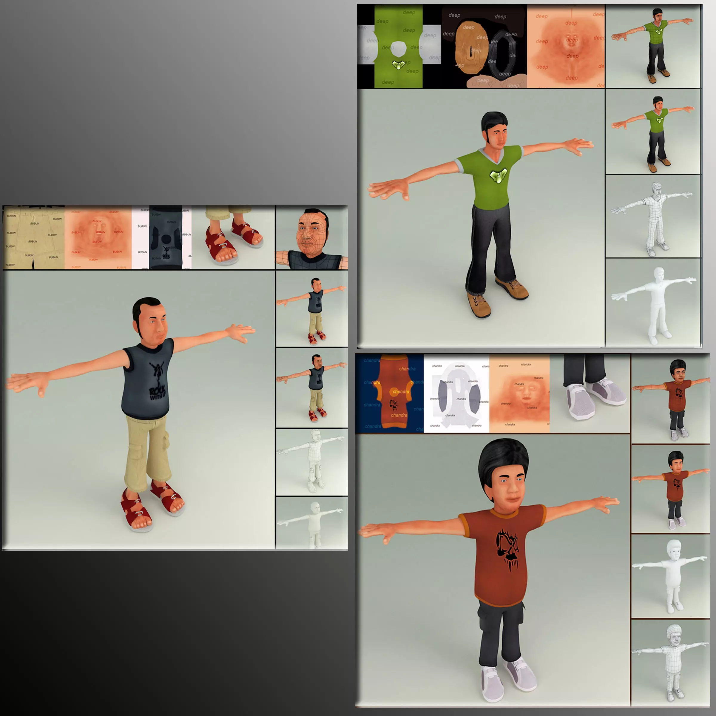 3 Textured Low poly Character Low-poly 3D model_0