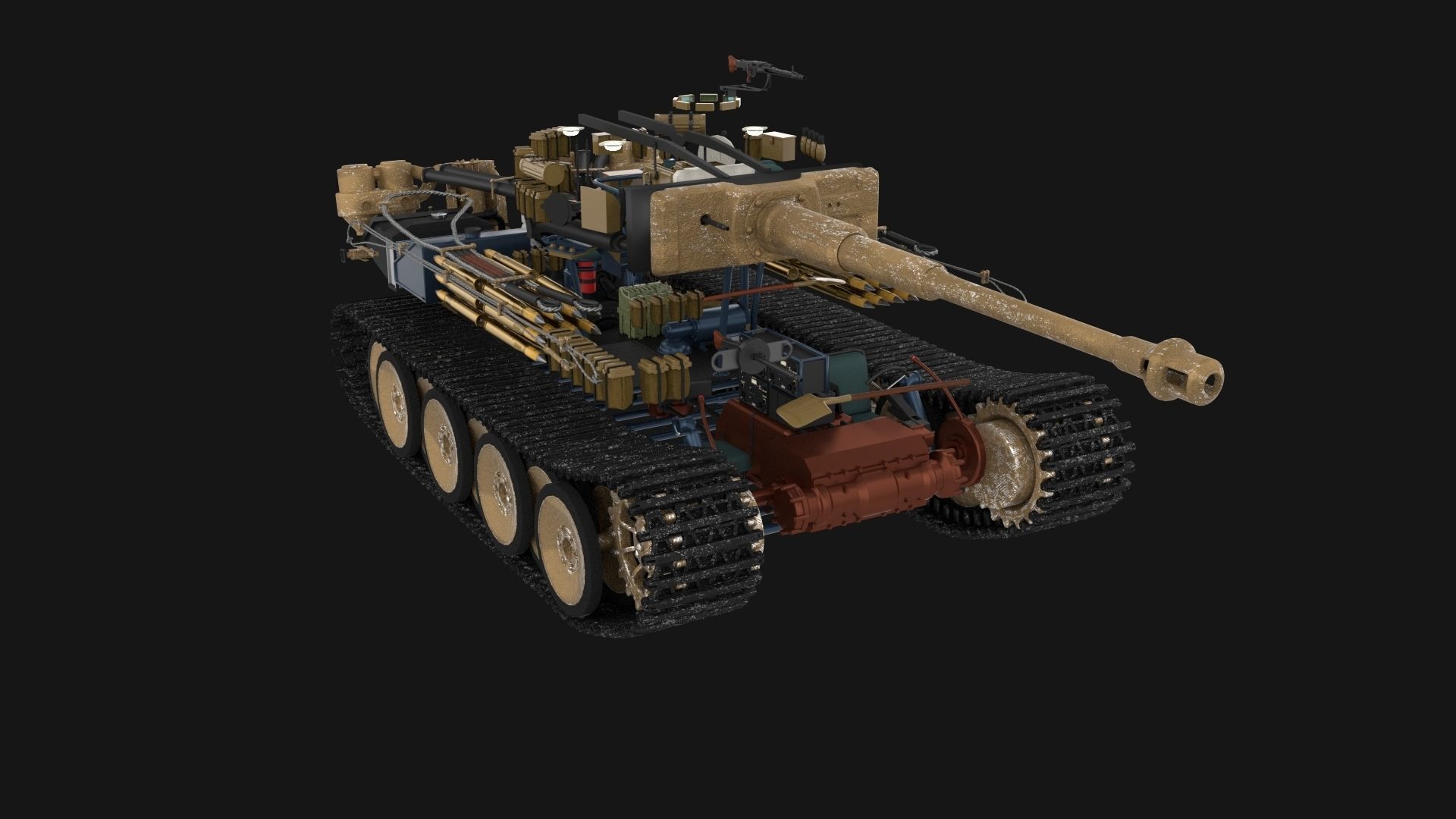 Eastern Front Armor Pack with Interior and Engine Bay v2 3D model_23