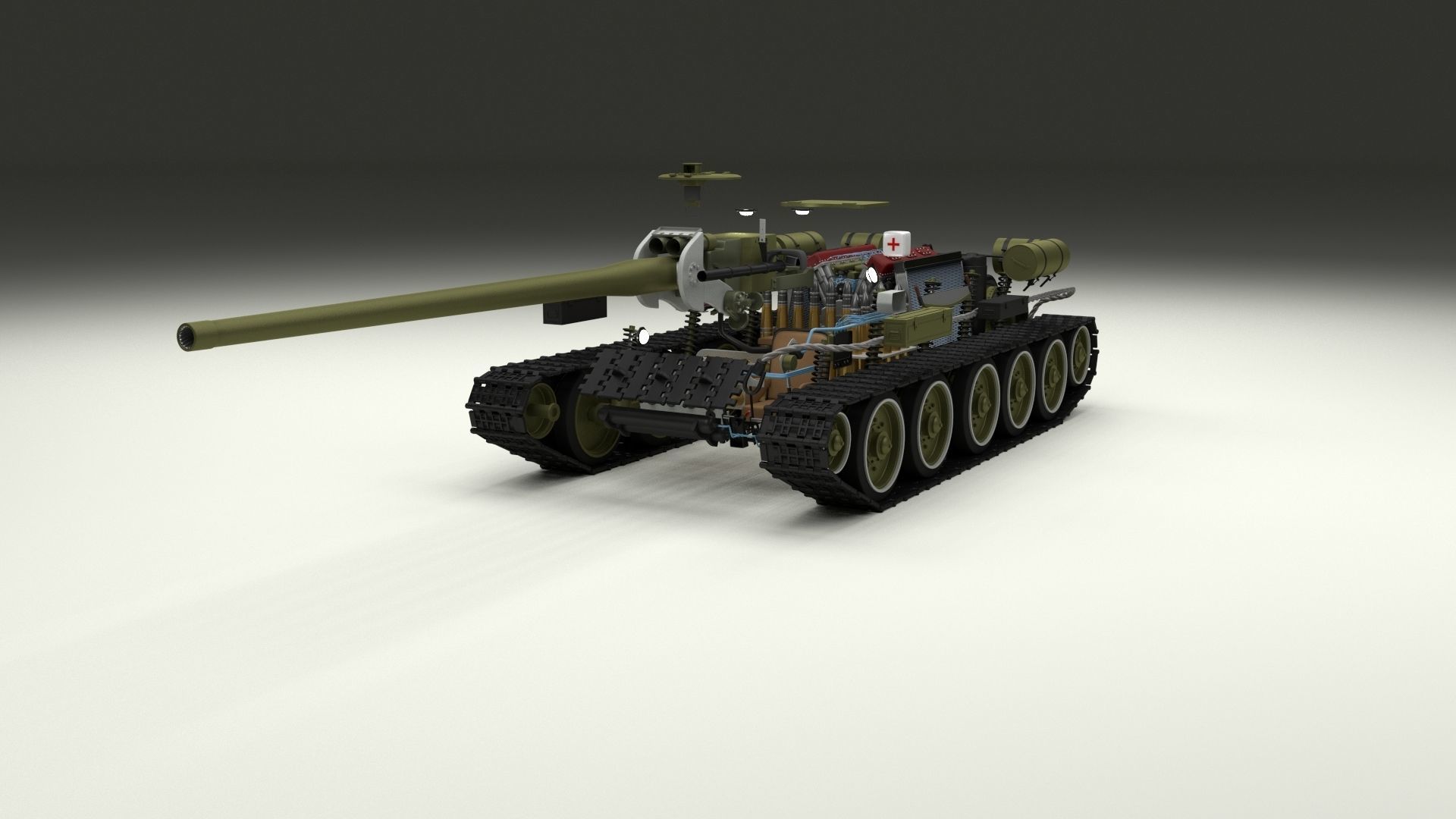 Eastern Front Armor Pack with Interior and Engine Bay v2 3D model_66